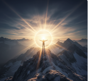 man on top of a mountain